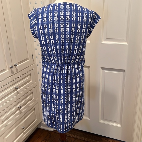 BLUE AND WHITE SEAHORSES DRESS—100% COTTON - Picture 2 of 3